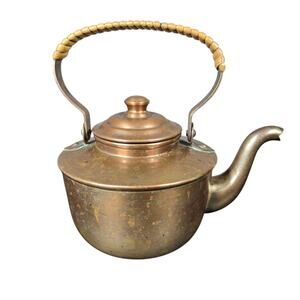 Vintage Z Form Kobber Copper Teapot Norway 103 Wrapped Handle Scandinavian Decor